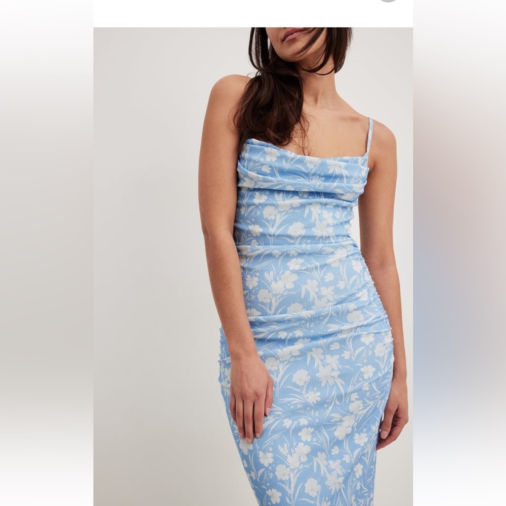 Nakd - blue side ruched maxi dress